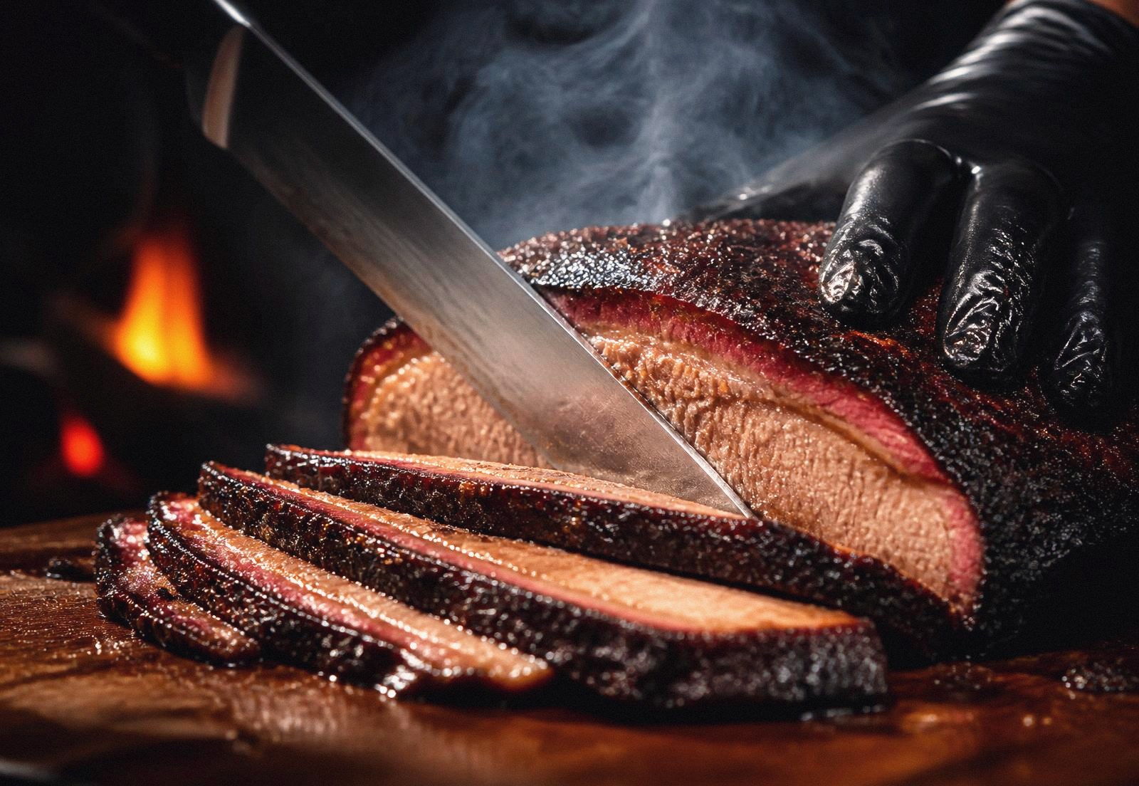 Smoked meats resting over embers at Fumiglia